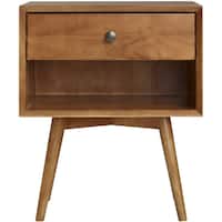 Walker Edison - Mid-Century Solid Wood Nightstand - Carmel - Front_Zoom