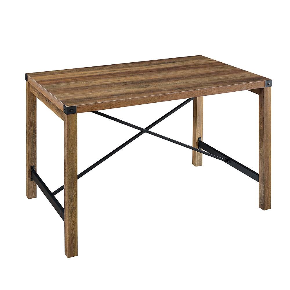 Angle View: Walker Edison - Rectangular Industrial Metal / High-Grade MDF Table - Rustic Oak