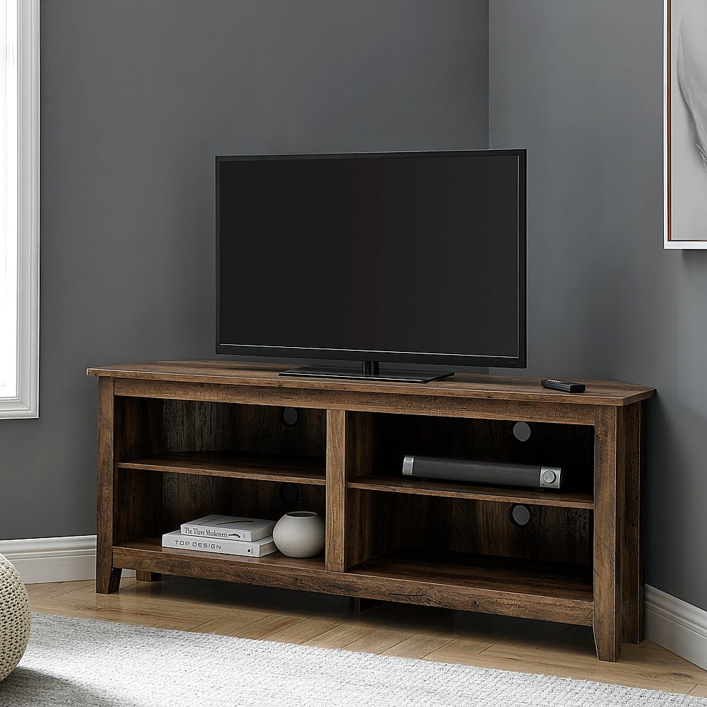 Alt View 12. Walker Edison - Corner Open Shelf TV Stand for Most Flat-Panel TV's up to 60" - Rustic Oak.