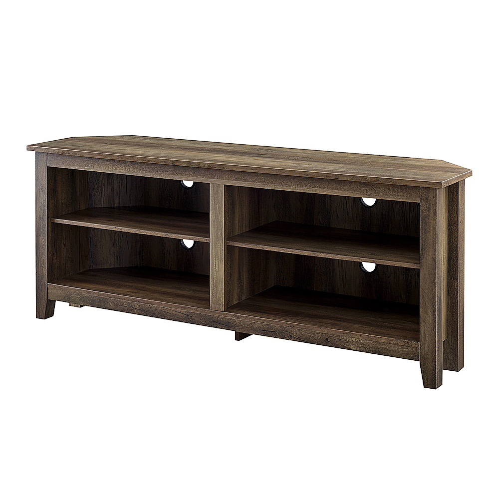Left View: Walker Edison - Corner Open Shelf TV Stand for Most Flat-Panel TV's up to 60" - Rustic Oak