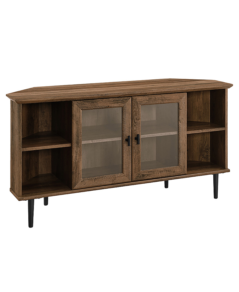 Angle View: Walker Edison - Modern Corner TV Stand for Most TVs Up to 52" - Rustic Oak