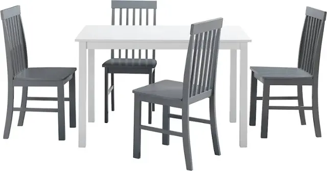 Front. Walker Edison - Modern Rectangular 5-Piece Wood Kitchen Dining Set - White/Gray.