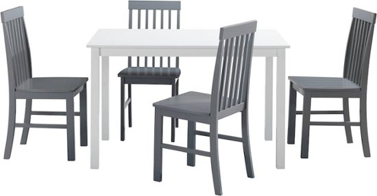 Walker Edison - Modern Rectangular 5-Piece Wood Kitchen Dining Set - White/Gray