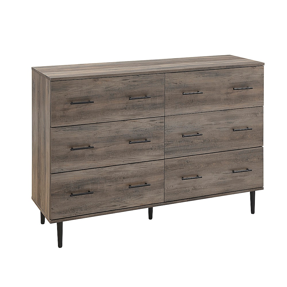 Angle. Walker Edison - 52" Modern 6-Drawer Dresser - Grey Wash.