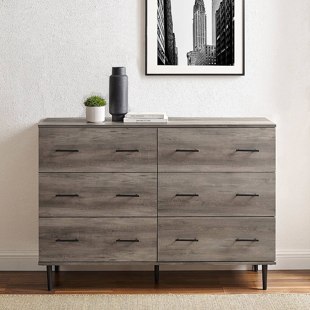 Alt View 13. Walker Edison - 52" Modern 6-Drawer Dresser - Grey Wash.