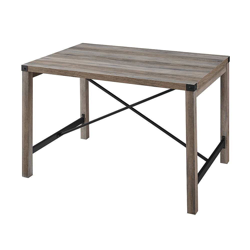 Left View: Walker Edison - Rectangular Industrial Metal / High-Grade MDF Table - Gray Wash