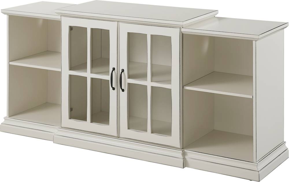 Left View: Walker Edison - Tiered Mantle TV Stand for Most Flat-Panel TV's up to 65" - White