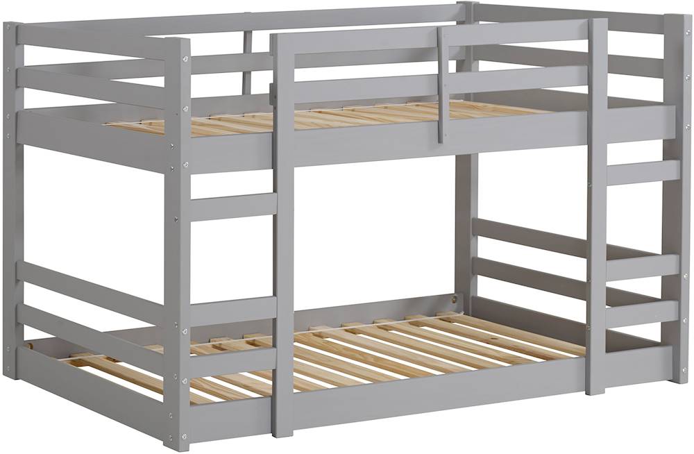 Angle View: Walker Edison - Low Wood Twin-Size Bunk Bed - Gray