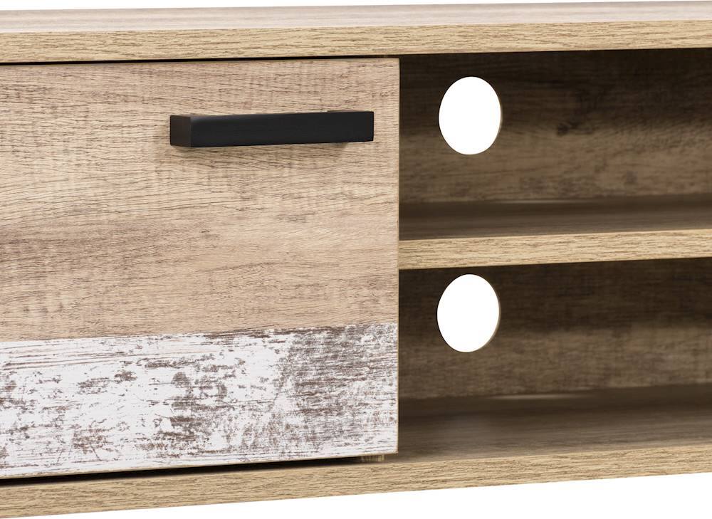 Alt View 13. CorLiving - Aurora TV Bench with Splayed Legs, For TVs up to 85" - Distressed Warm Beige, White Duotone.