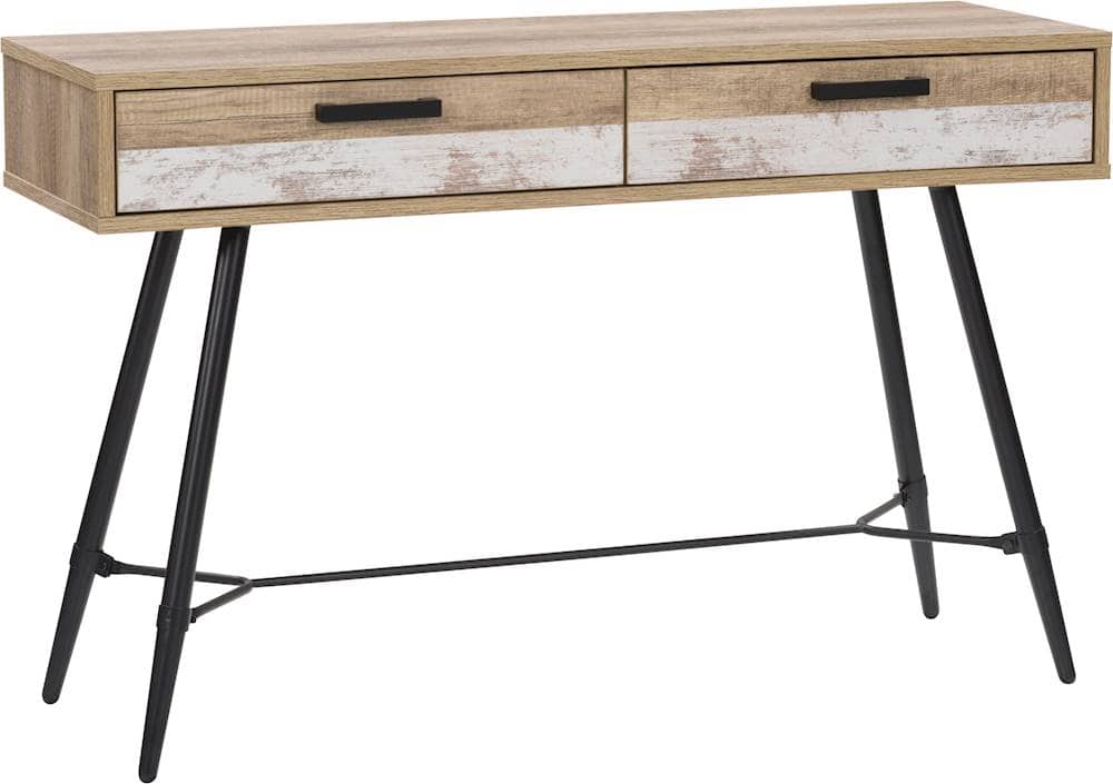 Angle View: CorLiving - Mid-Century Modern Engineered Wood 2-Drawer Table - Warm Beige