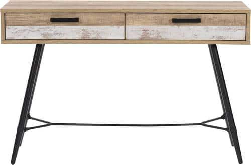 CorLiving - Mid-Century Modern Engineered Wood 2-Drawer Table - Warm Beige