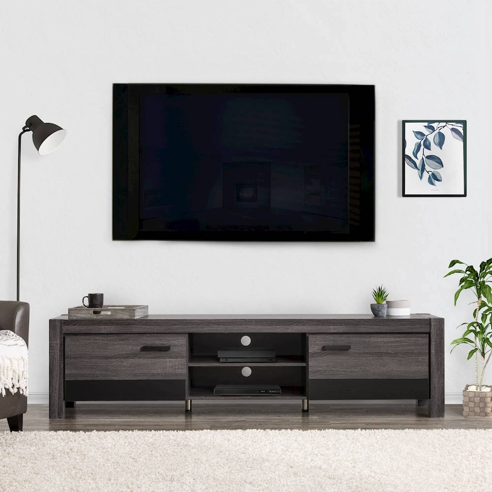 Alt View 19. CorLiving - Joliet Duotone TV Bench for TVs up to 95" - Distressed Carbon Grey, Black Duotone.
