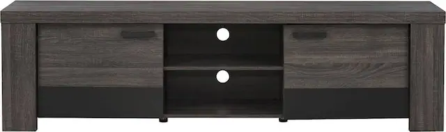 Front. CorLiving - Joliet Duotone TV Bench for TVs up to 85" - Distressed Carbon Grey, Black Duotone.