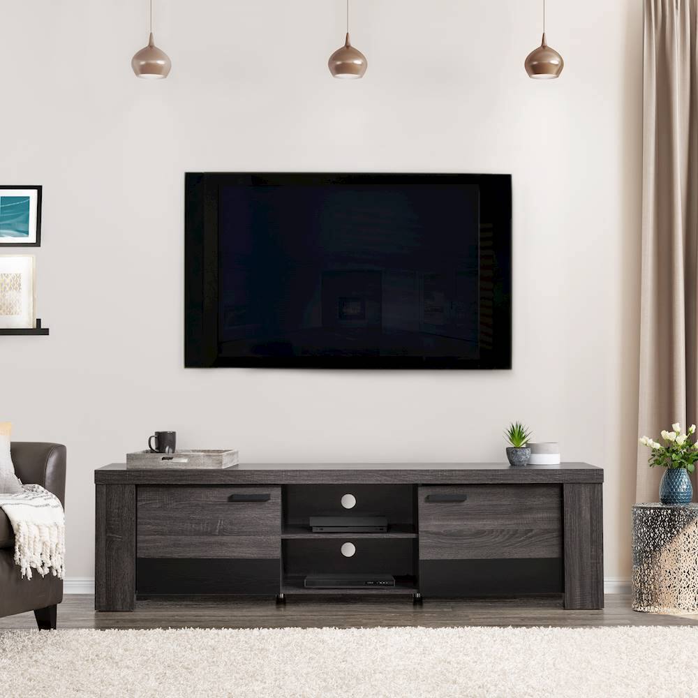 Alt View 11. CorLiving - Joliet Duotone TV Bench for TVs up to 85" - Distressed Carbon Grey, Black Duotone.