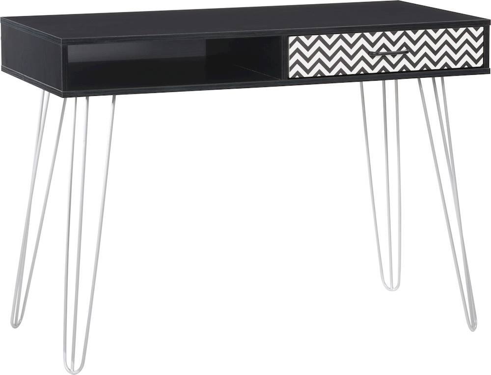 Angle View: CorLiving - Mid-Century Engineered Wood 1-Drawer Table - Ravenwood Black