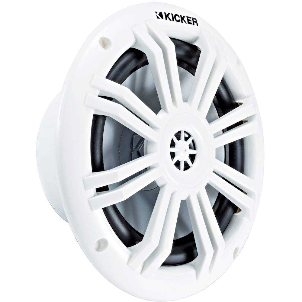 Angle View: KICKER - 6-1/2" 2-Way Marine Speakers with Polypropylene Cones (Pair) - White