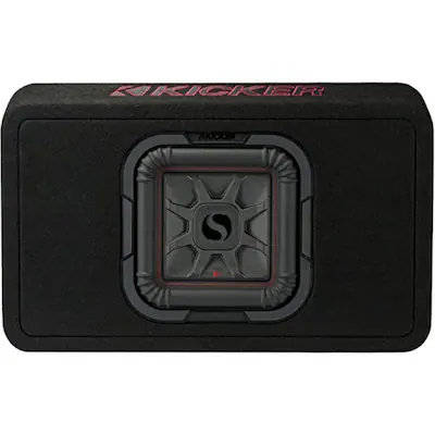 Front. KICKER - Solo-Baric L7T 8" Single-Voice-Coil 2-Ohm Loaded Subwoofer Enclosure - Black.