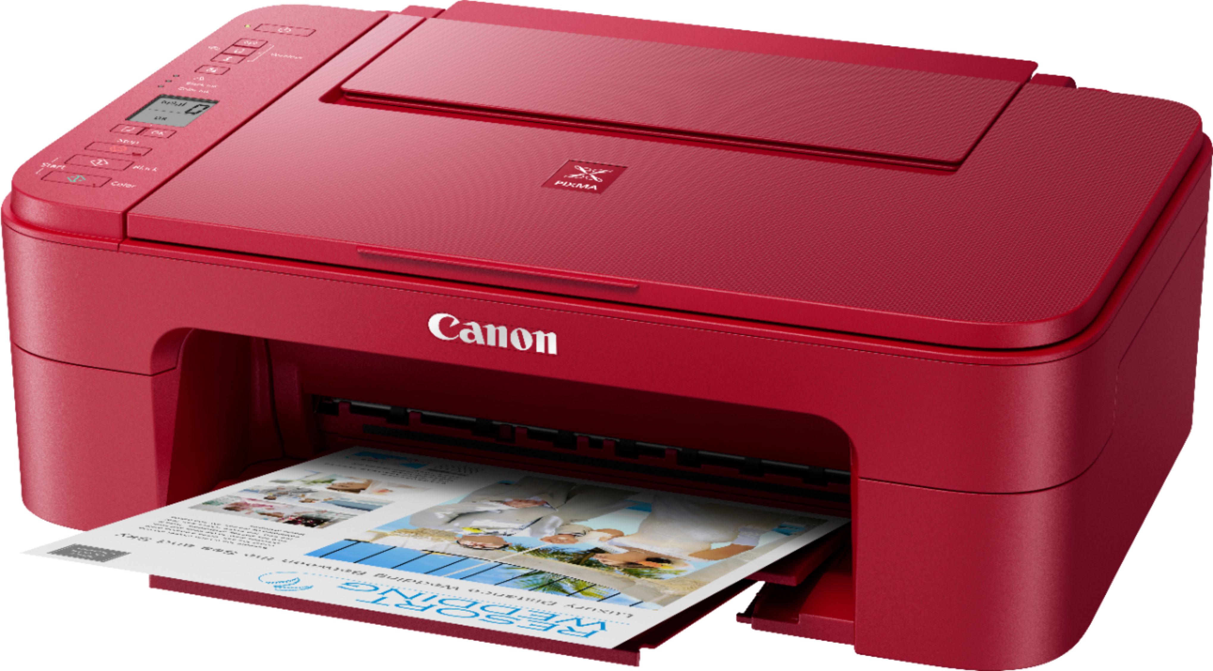 Left View: Canon - PIXMA TS3320 Wireless All-In-One Inkjet Printer - Red