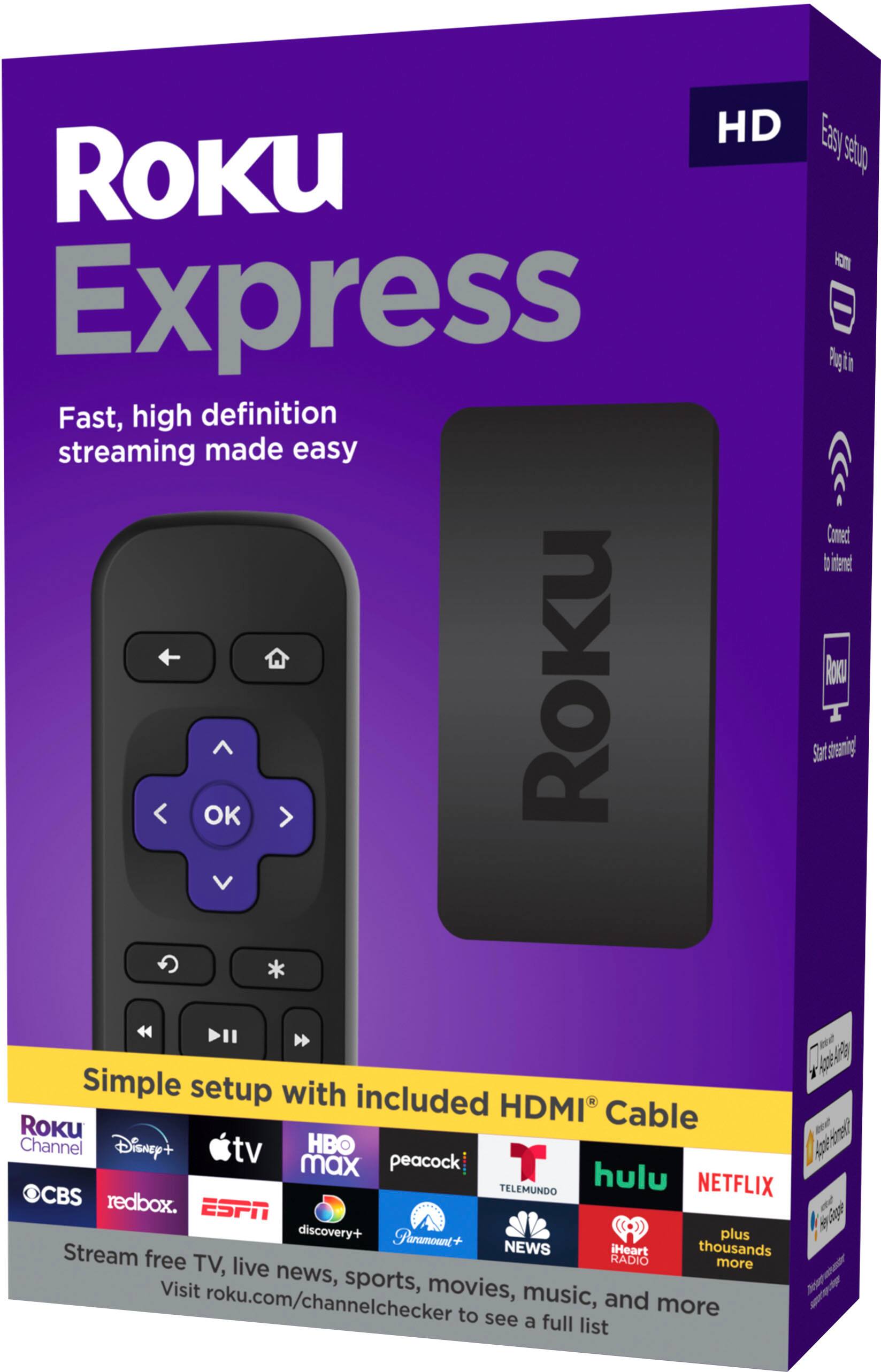 Alt View 15. Roku - Express (2019) HD Streaming Media Player with High Speed HDMI Cable and Simple Remote - Black.