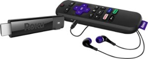 Roku - Streaming Stick+ 4K Headphone Edition with Voice Remote with TV Power and Volume Streaming Media Player - Black - Front_Zoom