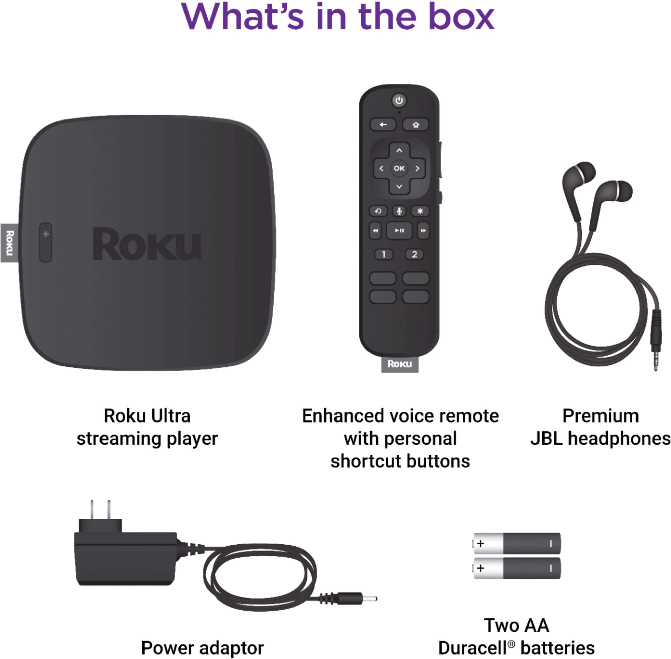 Roku Ultra 4K/HDR/Dolby Vision Streaming Device and Voice Remote Pro with  Rechargeable Battery Black 4802R - Best Buy