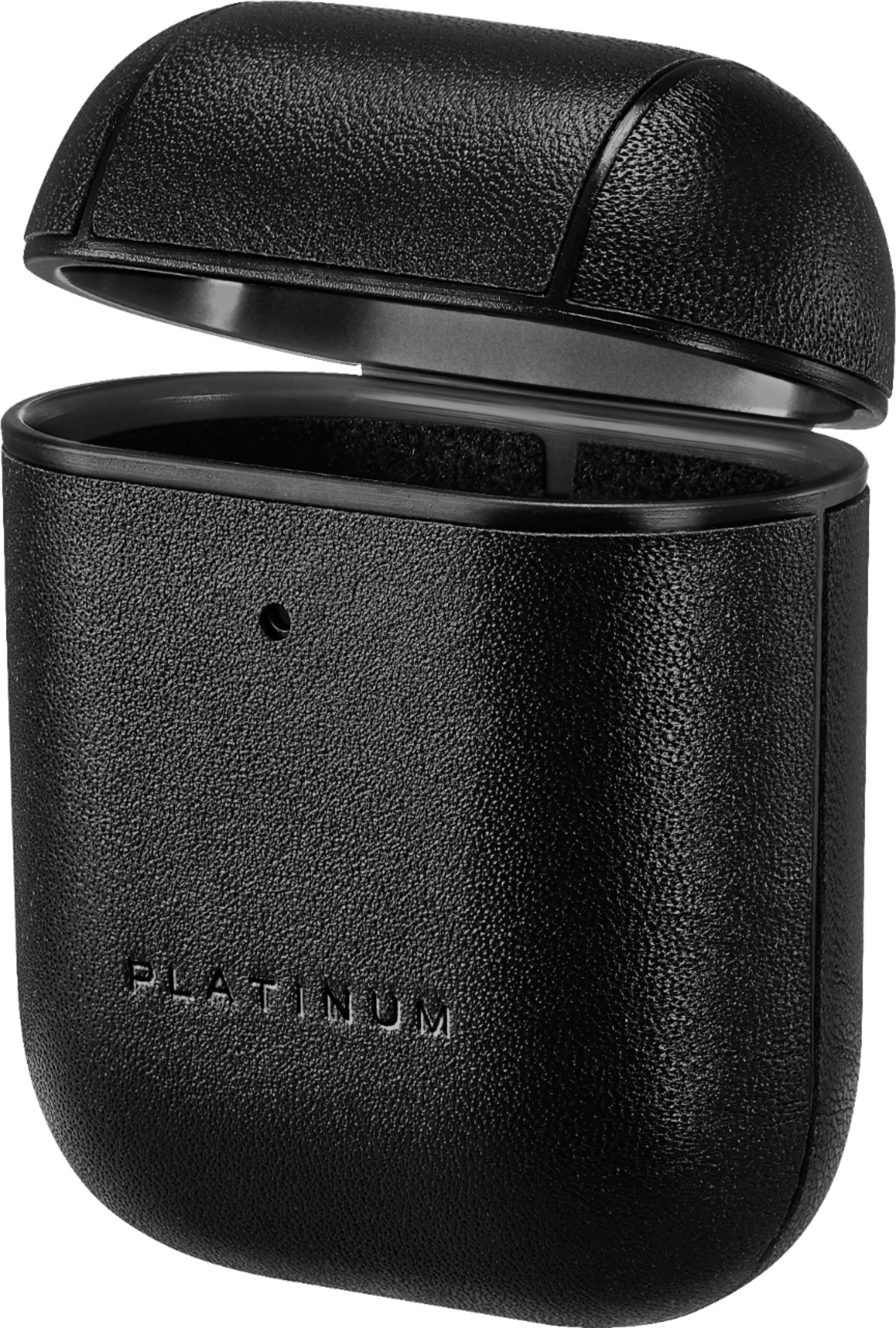 Front. Platinum™ - Leather Case for Apple AirPods - Black.