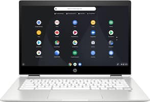 HP - 2-in-1 14" Touch-Screen Chromebook - Intel Pentium Silver - 4GB Memory - 64GB eMMC Flash Memory - Natural Silver, Ceramic White - Front_Zoom