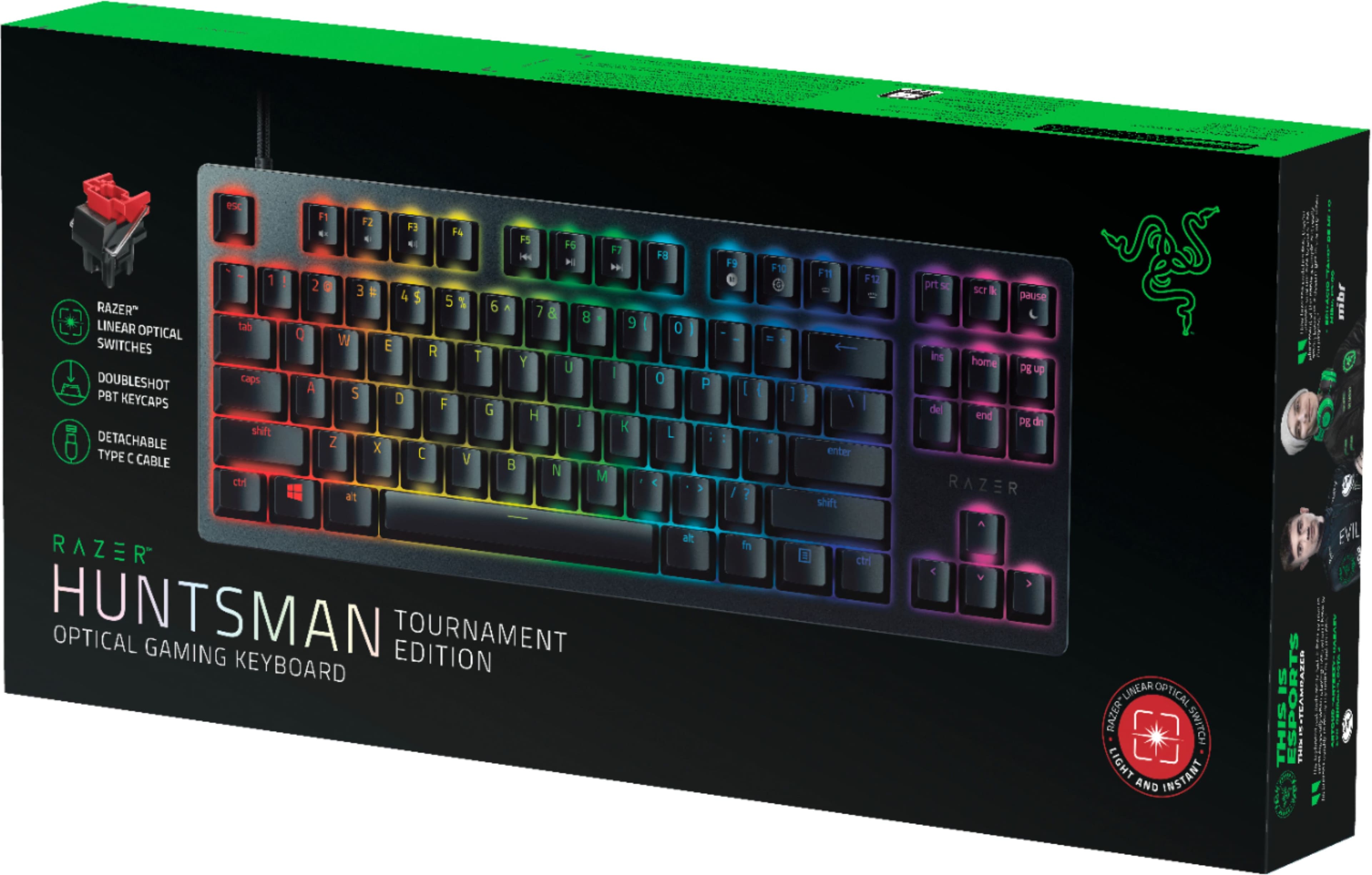 Alt View 14. Razer - Huntsman Tournament Edition TKL Wired Optical Linear Switch Gaming Keyboard with Chroma RGB Backlighting - Black.