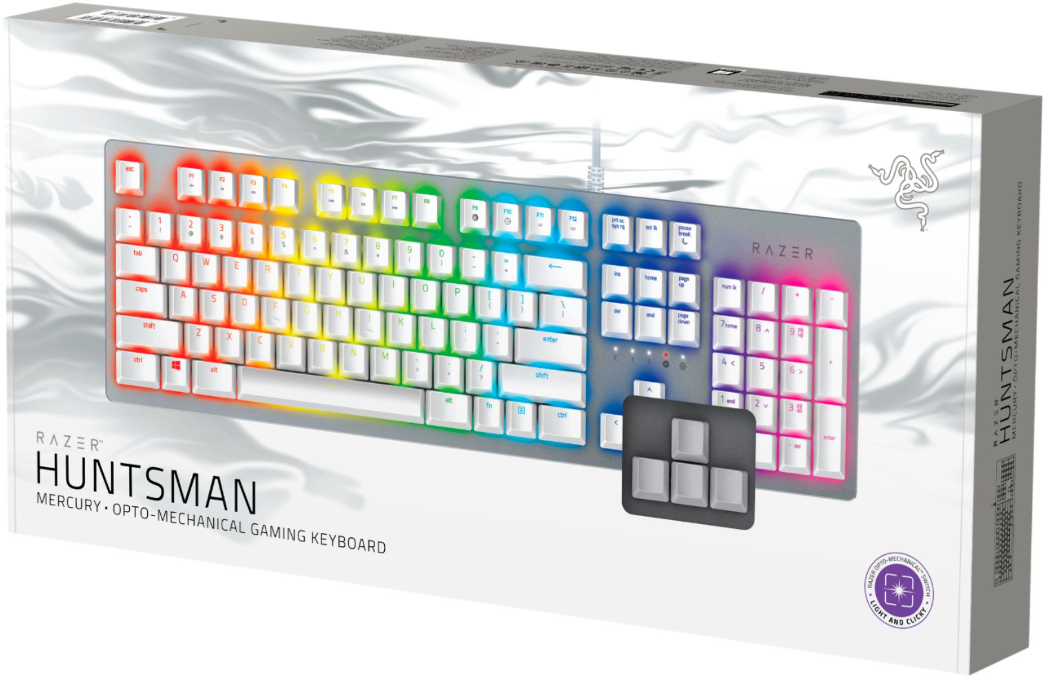 Razer Huntsman Wired Gaming Opto Mechanical Switch Keyboard With Chroma Back Lighting Mercury White Rz03 R3m1 Best Buy