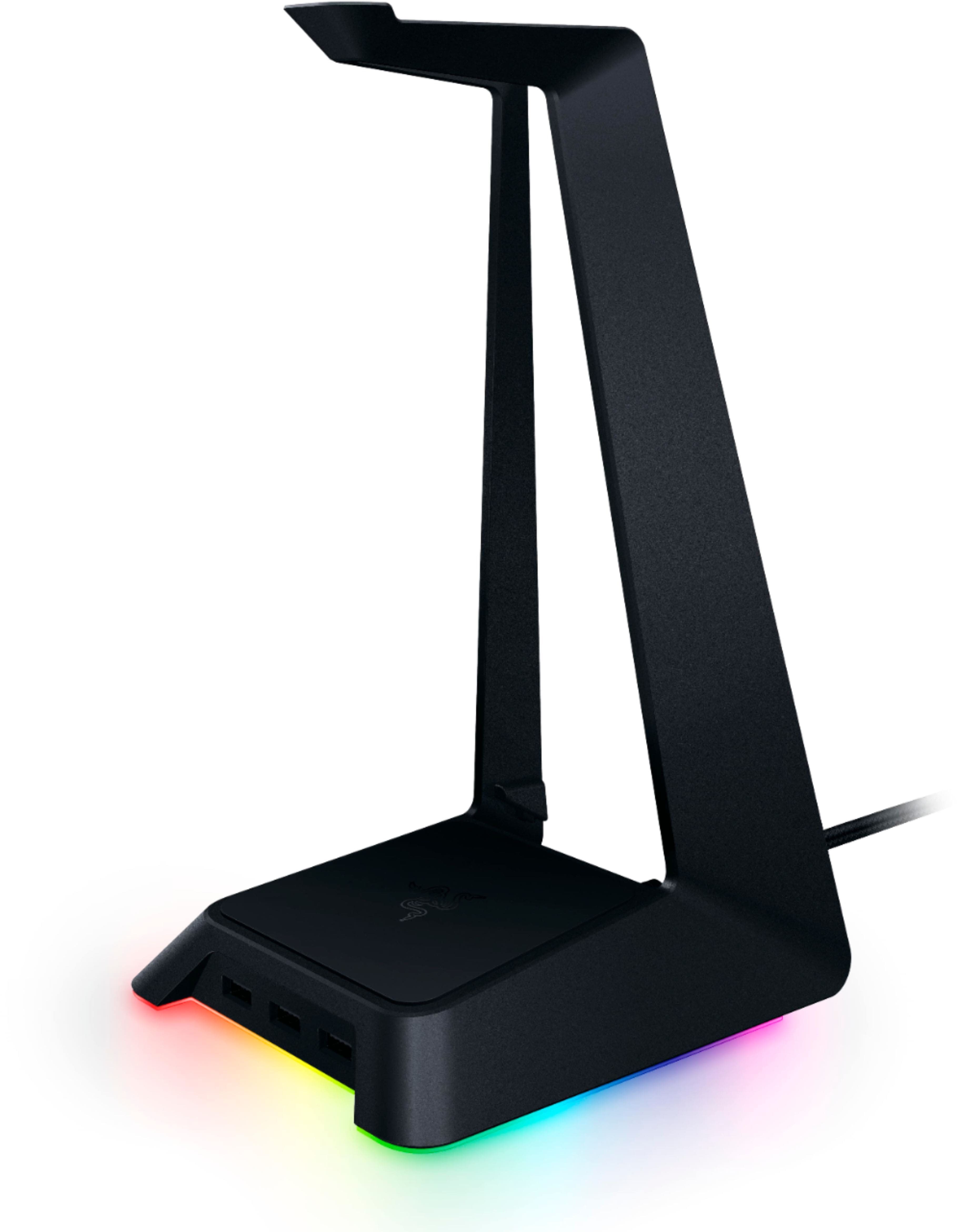Angle. Razer - Base Station Chroma USB Hub Headset Stand with a 3-port USB 3.0 hub powered by Chroma RGB - Black.