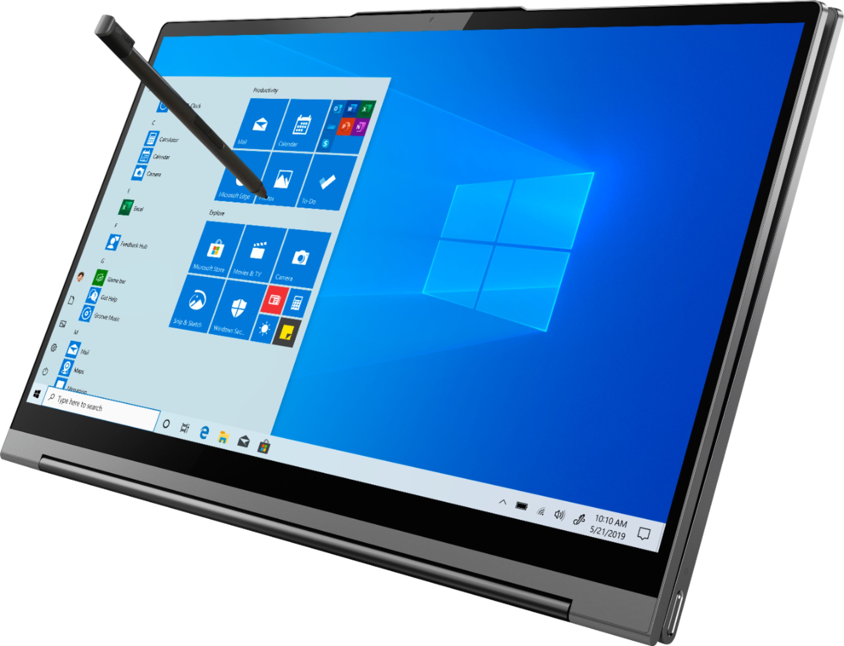 Left View: Lenovo - Yoga C740 2-in-1 15.6" Touch-Screen Laptop - Intel Core i5 - 12GB Memory - 256GB Solid State Drive - Iron Gray