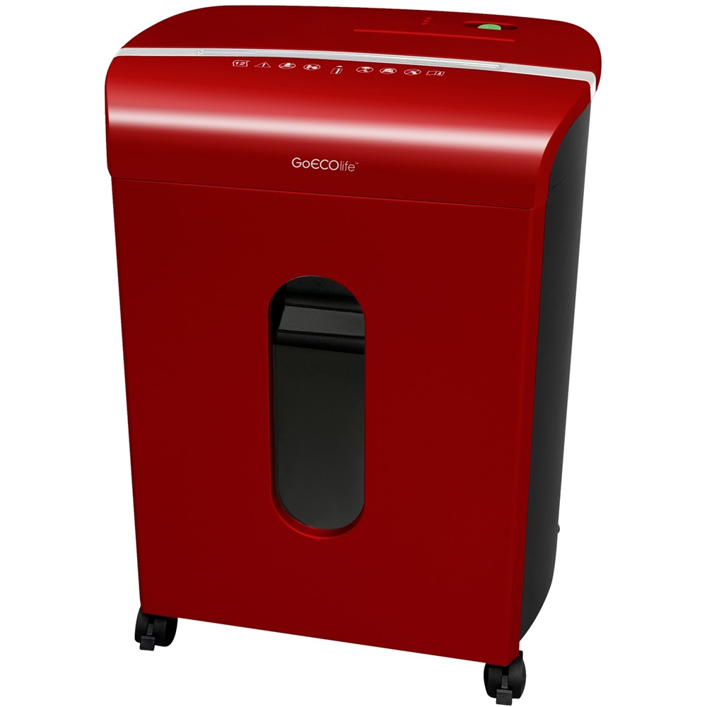 GoEcoLife Limited Edition 12-Sheet Microcut CD/Paper Shredder - Red