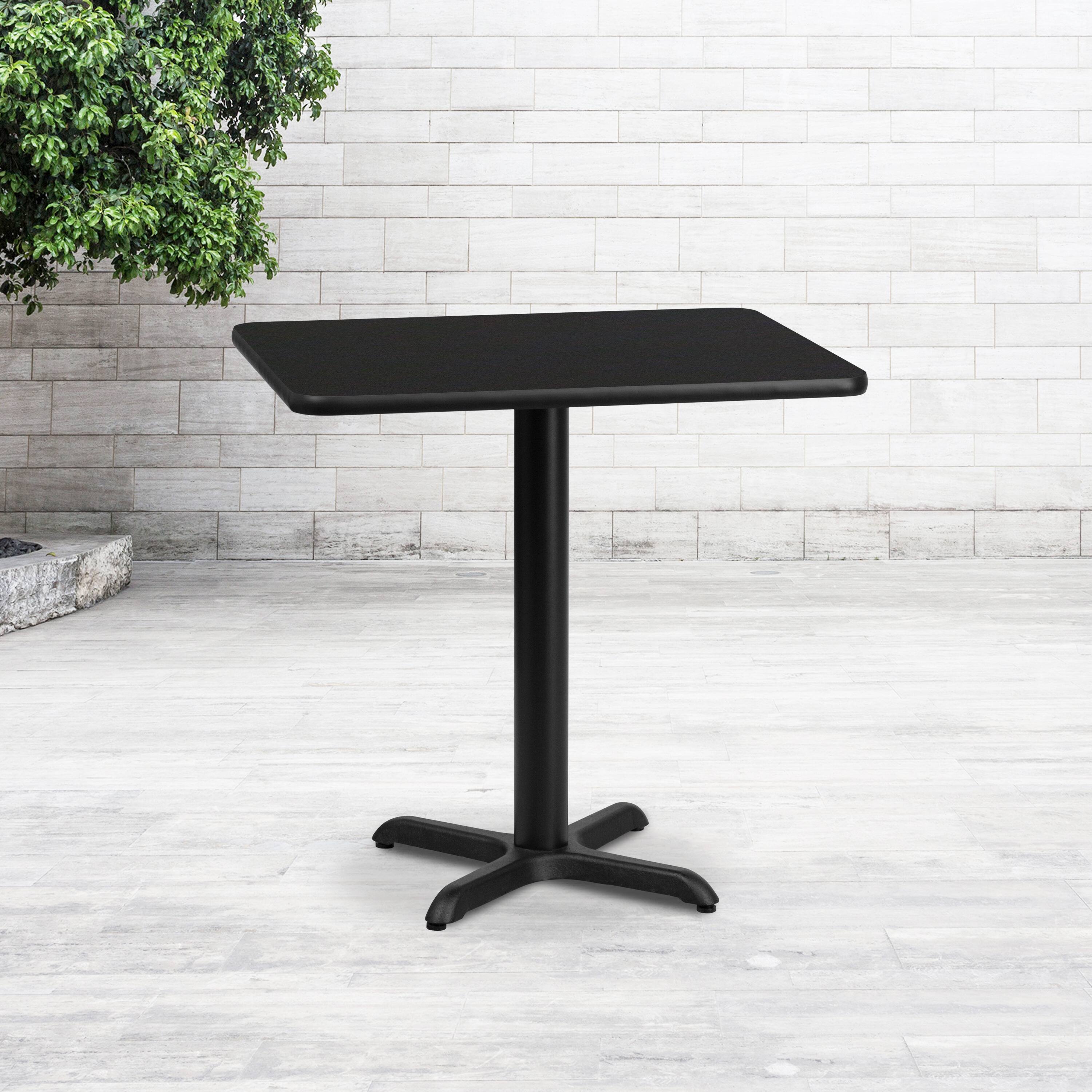 Alt View 1. Emma + Oliver - 24"x30" Rectangular Laminate Table with 22"x22" Table Height Base - Black.