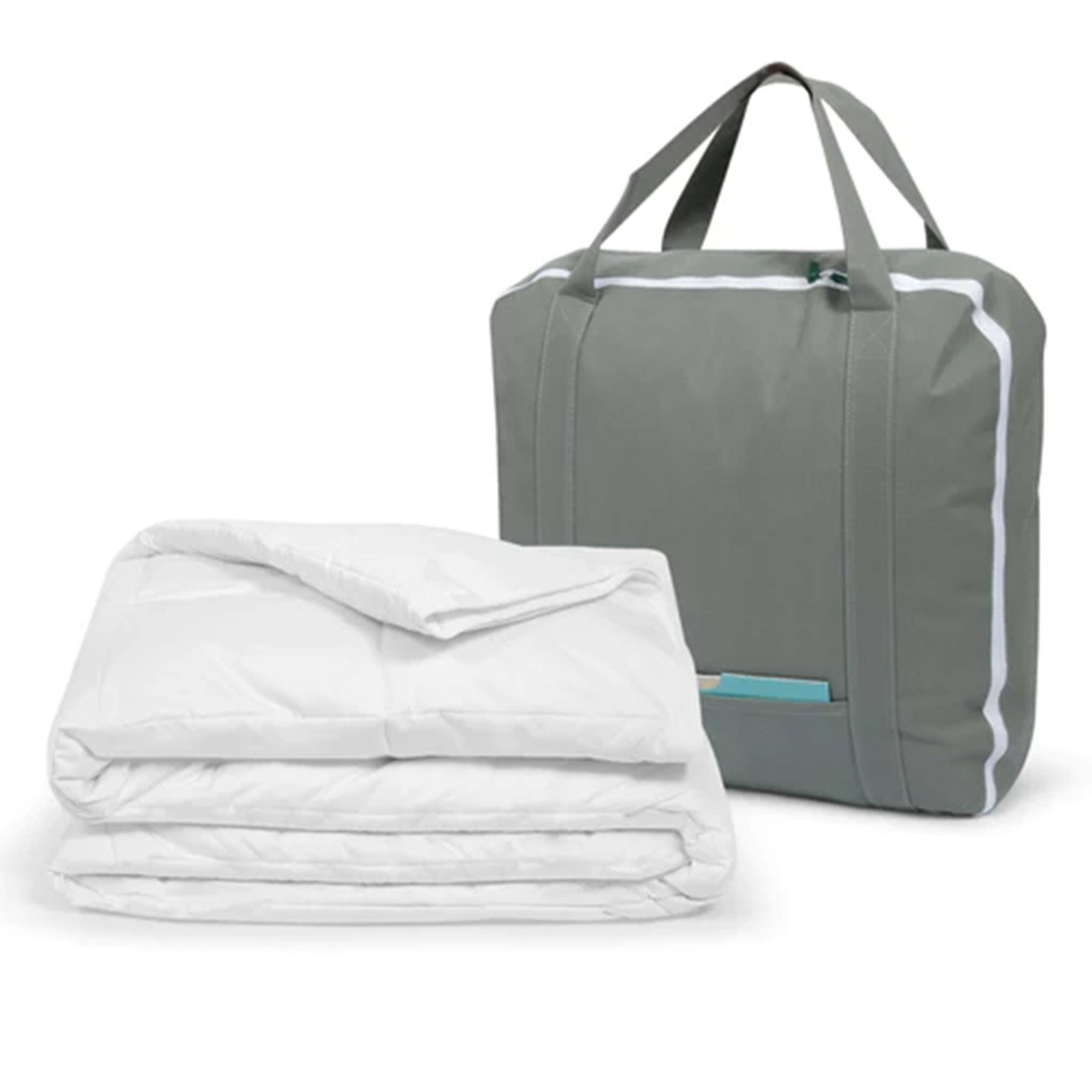 Alt View 1. Sleepgram - Sleepgram Twin Sized Pre Shrunk Lightweight Embroidered Cotton Comforter, White - White.