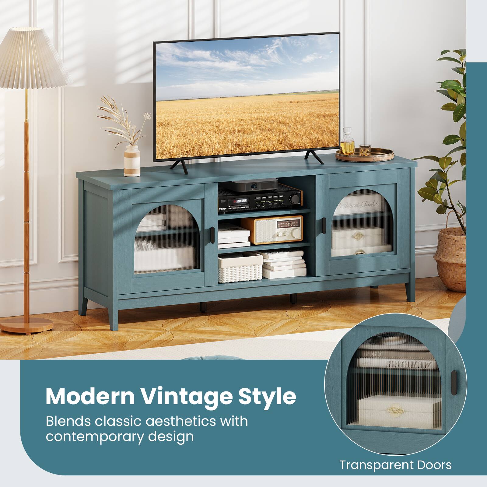 Modern Vintage Style  
Blends classic aesthetics with contemporary design  

Transparent Doors