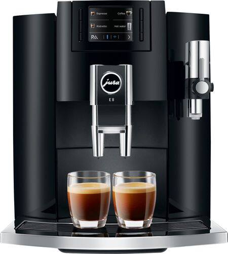 Jura - E8 12-Cup Automatic Coffee Machine - Piano Black-Front_Standard 