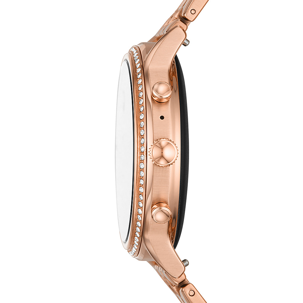 Left View: Fossil - Gen 5 Smartwatch 44mm Stainless Steel - Rose Gold with Rose Gold-Tone Stainless Steel Band