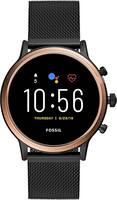 Fossil - Gen 5 Smartwatch 44mm Stainless Steel - Black with Black Stainless Steel Band - Front_Zoom