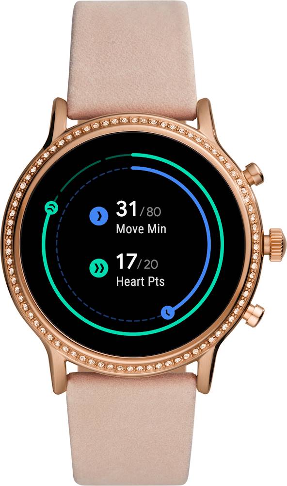 fossil smartwatch rose gold leather band