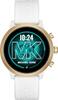 Michael Kors - Gen 4 MKGO Smartwatch 43mm Aluminum - Gold with White Silicone Band-Front_Standard