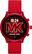 Front. Michael Kors - Gen 4 MKGO Smartwatch 43mm Aluminum - Red with Red Silicone Band.