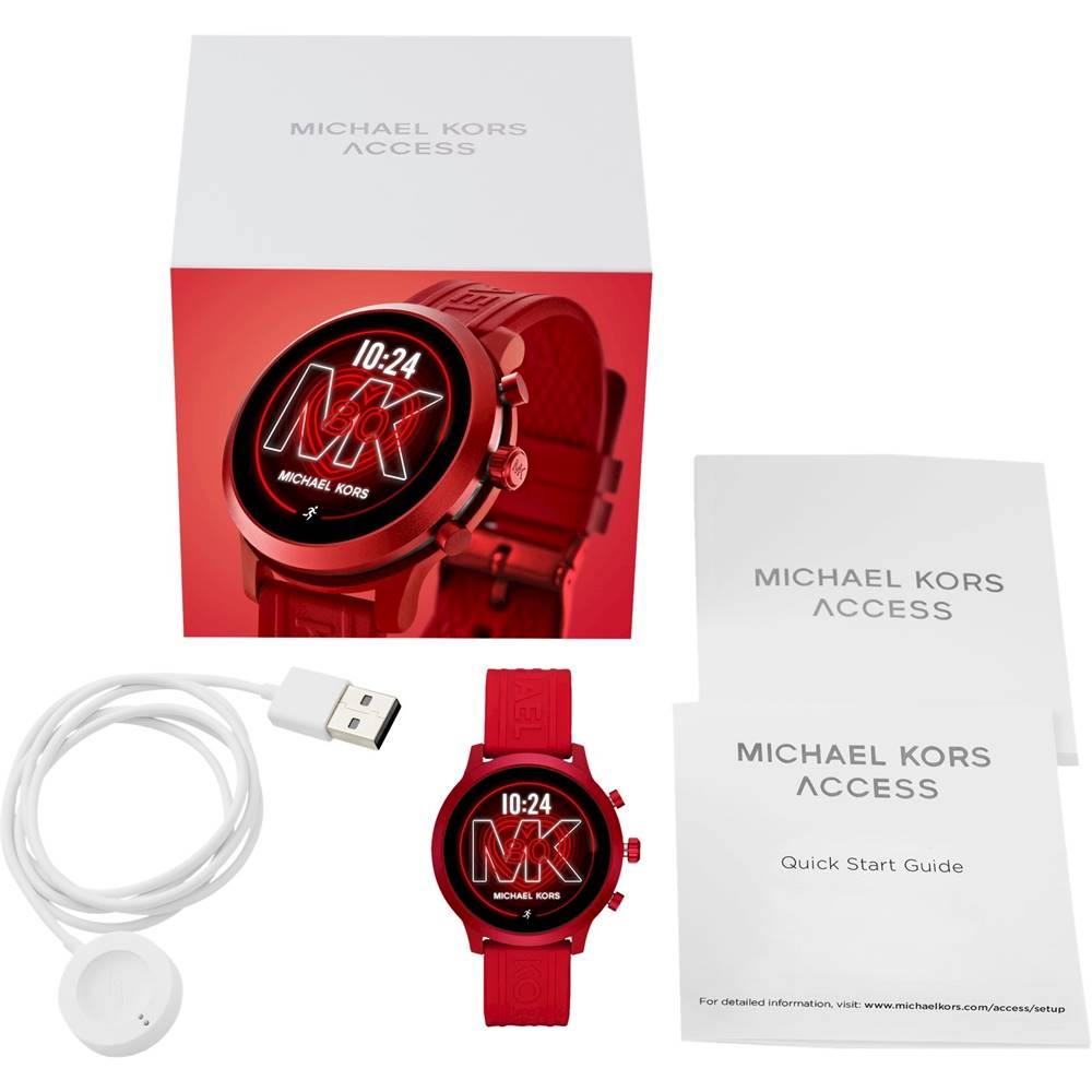 Best Buy: Michael Kors Gen 4 MKGO Smartwatch 43mm Aluminum Red with Red  Silicone Band MKT5073