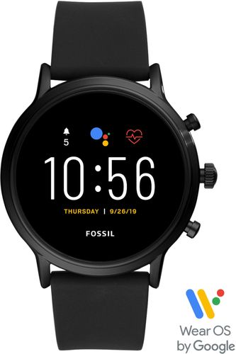 Fossil - Gen 5 Smartwatch 44mm Stainless Steel - Black with Black Silicone Band was $295.0 now $199.0 (33.0% off)