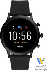 Fossil - Gen 5 Smartwatch 44mm Stainless Steel - Black with Black Silicone Band - Front_Zoom