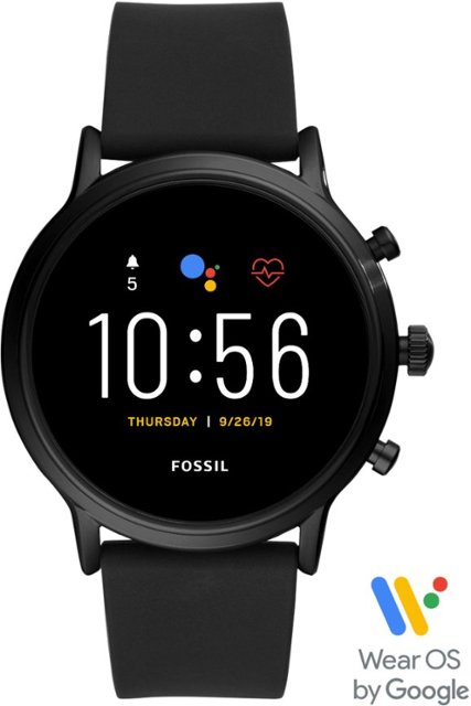 toonhoogte grillen Accountant Fossil Gen 5 Smartwatch 44mm Stainless Steel Black with Black Silicone Band  FTW4025 - Best Buy