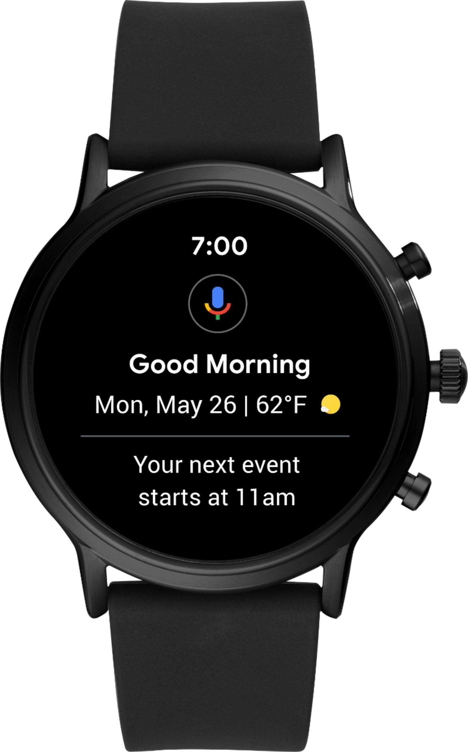 Alt View 13. Fossil - Gen 5 Smartwatch 44mm Stainless Steel - Black with Black Silicone Band.