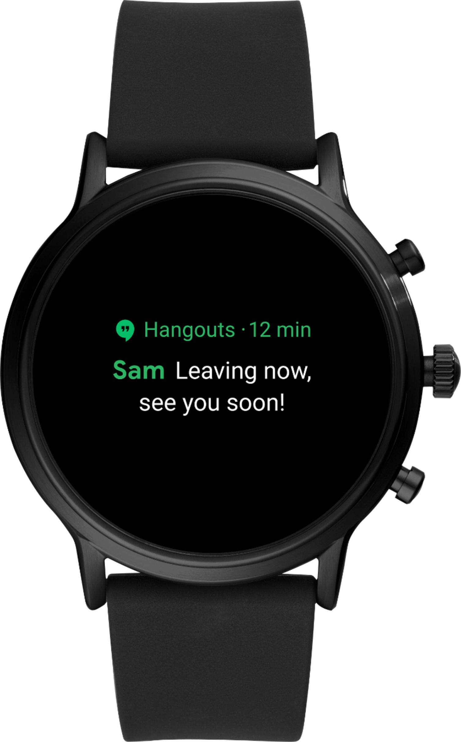 Alt View 14. Fossil - Gen 5 Smartwatch 44mm Stainless Steel - Black with Black Silicone Band.