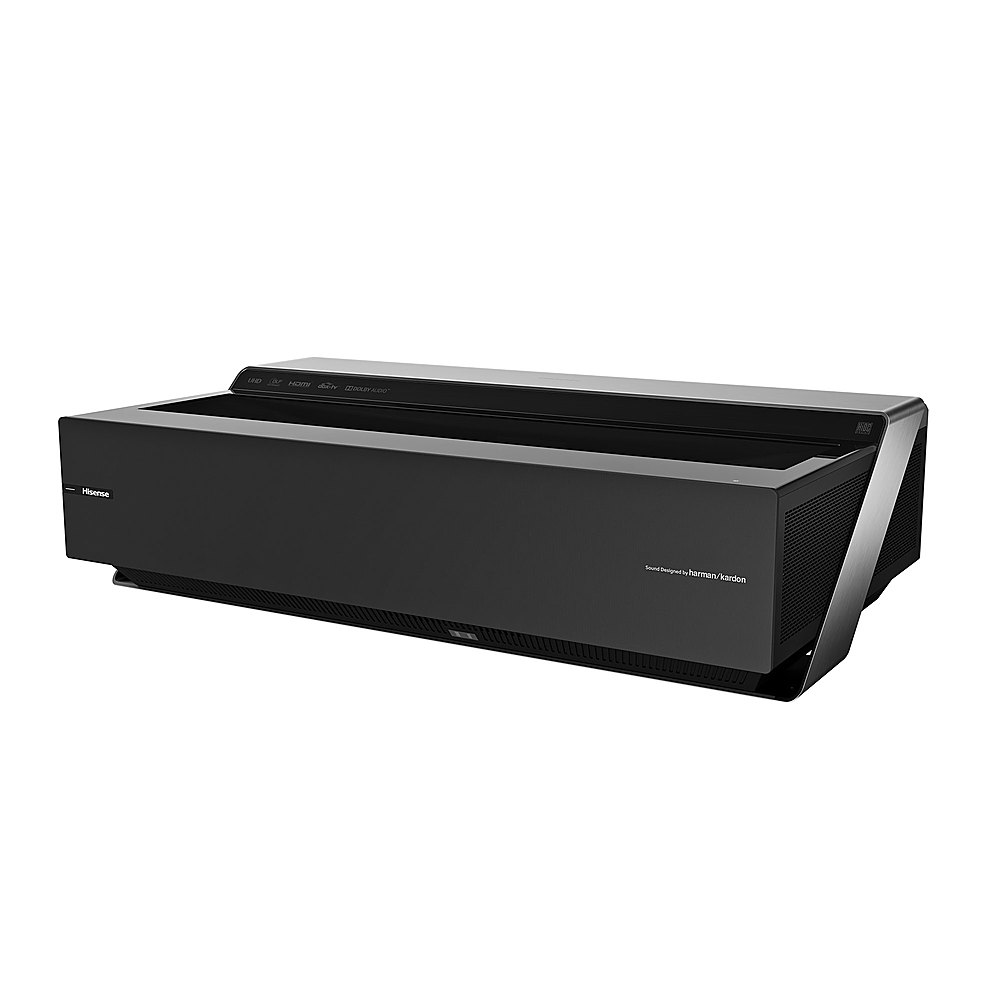 Back View: Salamander Designs - Oslo UST Cabinet for Hisense L9G Projector for up to 120" Display - Black Glass