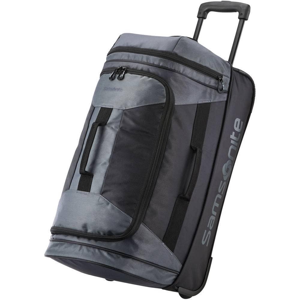 Front. Samsonite - Andante 2 23" Wheeled Duffel Bag - Black/River Rock.