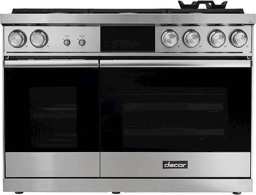 Dacor - Contemporary 6.6 Cu. Ft. Freestanding Double Oven Dual Fuel Four Part Convection Range with GreenClean and RealSteam - Silver Stainless Steel